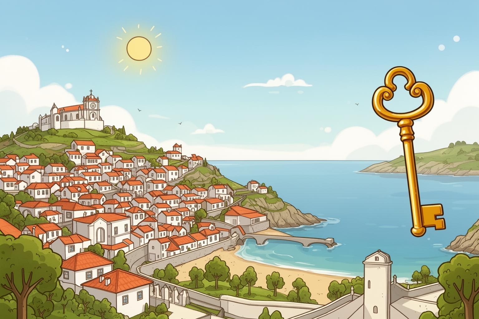 qian-zheng-zhi-men-kou-xiang-yi-bi-li-ya-ban-dao-de-jin-se-yao-shi