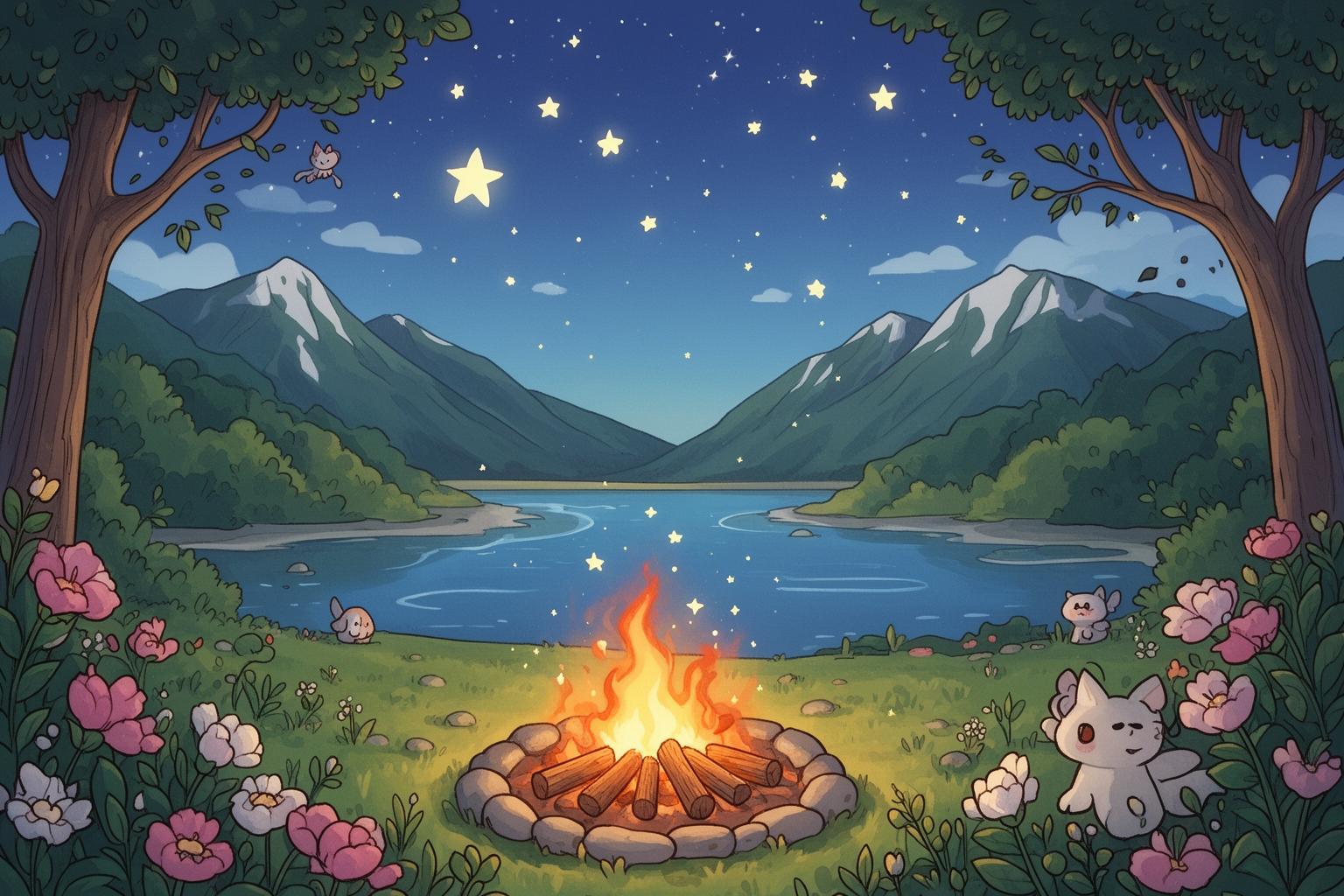 yemu-xia-de-xingchen-yu-luohuo-jia-de-wendu-yu-gushi